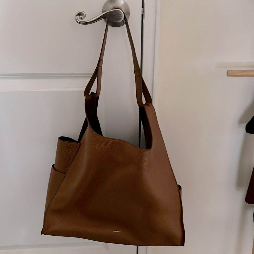 Cuyana Oversized Double Loop Satchel (Dark Chestnut)